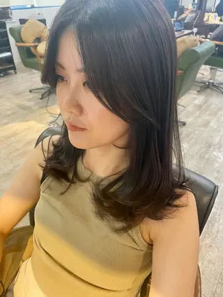 セミロング レイヤー×縮毛矯正 中屋光貴のヘアスタイル
