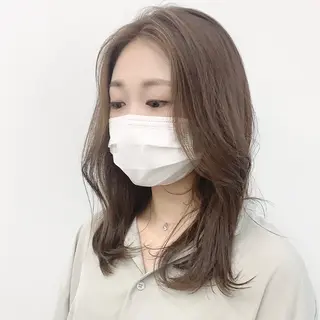 セミロング カラー パーマ ヘアアレンジ メンズ キッズ ネイル マツエク・マツパ レイヤーカット/ 巻ける縮毛矯正のヘアスタイル
