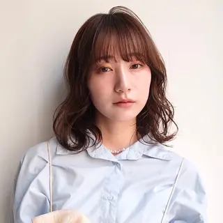 ミディアム パーマ 暖色カラー/ボブ/ 銀座/モエのヘアスタイル