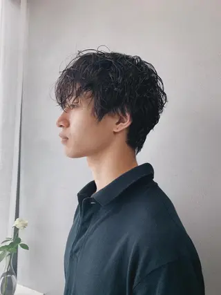 ショート パーマ メンズ ボブパーマコテ巻き風 パーマNo1深江秀平のヘアスタイル