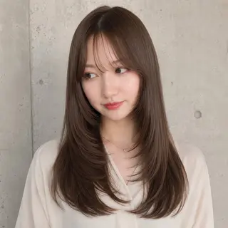 セミロング カラー 盛れる顔まわりカット 髪質改善/渋谷/れんのヘアスタイル
