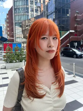 ロング カラー 柔らかい艶暖色 レイヤー🫧姫汝のヘアスタイル