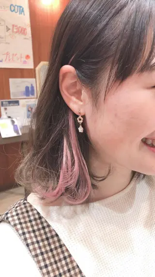 ミディアム カラー ヘアアレンジ 奈良市/尼ヶ辻 谷川和也のヘアスタイル