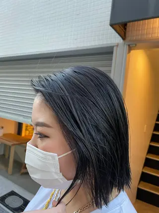 ミディアム カラー やまさきえりこ ニュアンスパーマのヘアスタイル