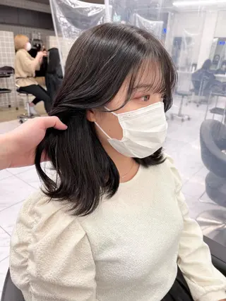 セミロング カラー パーマ ヘアアレンジ メンズ キッズ ネイル マツエク・マツパ アイブロウ 上品＆韓国風 🥀海心🥀のヘアスタイル