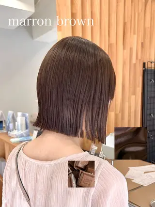 ショート カラー ぱつっとボブ/ 小野あかねのヘアスタイル
