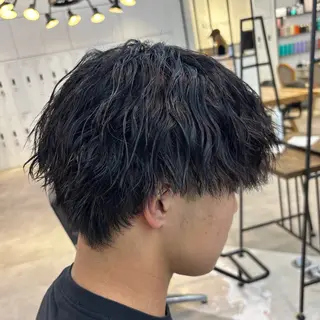 パーマ メンズ センターパート/カラ ーメッシュ📍ユリのヘアスタイル