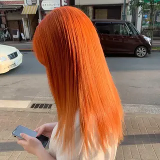 ロング カラー ボブ/暖色カラー コウボヒカルのヘアスタイル
