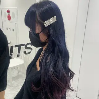 ロング カラー ラベンダー💜 グレージュ🩶のヘアスタイル