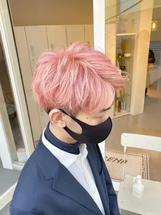 ショート カラー メンズ ハイトーン×似合わせ 🌱中川慎之介のヘアスタイル