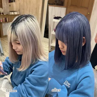 ミディアム カラー おのだ あやなのヘアスタイル