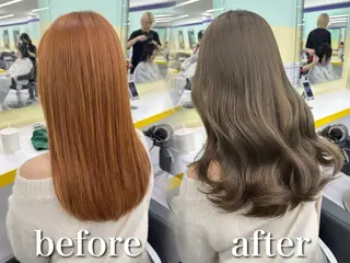 ロング カラー ブリーチ縮毛矯正飛我 韓国ヘア🫧のヘアスタイル