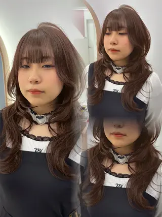 ロング カラー miyuu/ベージュ ブリーチなしWカラーのヘアスタイル