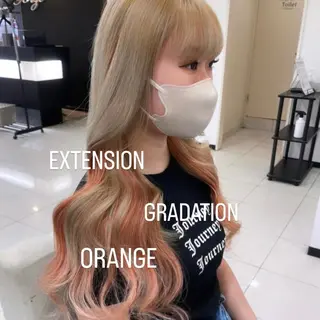 ロング カラー エクステ🩵ブリーチ 韓国ヘア🩵KAEのヘアスタイル