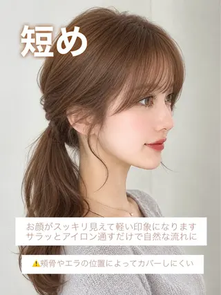 セミロング 顔周り/くびれヘア 韓国ヘア💕風間るなのヘアスタイル