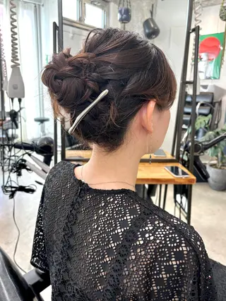ミディアム ヘアアレンジ 暖色系特化さくら /福岡天神/レイヤーのヘアスタイル