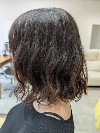 カラー パーマ ミディアム 長谷川 誠志のヘアスタイル