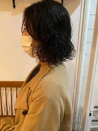 ミディアム パーマ ショート& パーマ　坂本のヘアスタイル
