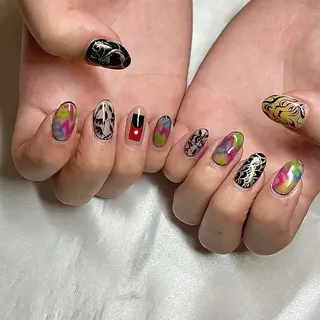 ミディアム カラー パーマ ヘアアレンジ メンズ キッズ ネイル マツエク・マツパ el. by Aoのネイルデザイン