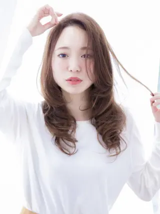 セミロング ロング カラー パーマ 髪質改善/韓国風 レイヤー/田村祐樹のヘアスタイル