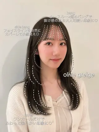 セミロング カラー 中韓🇨🇳🇰🇷 トレンド＆髪質改善のヘアスタイル