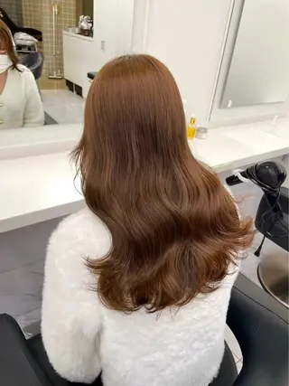 ロング カラー ダブルカラー/🐻 ベージュ‎/ピンクのヘアスタイル
