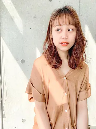 ミディアム カラー YU-KA ✂︎Rico.のヘアスタイル