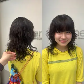 ミディアム パーマ カザマ🧤/パーマ /デジタルパーマのヘアスタイル