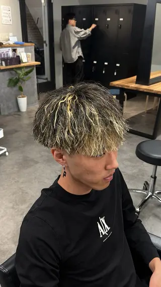 ショート カラー パーマ シャドウパーマ/立川 メンズ/コタロウのヘアスタイル