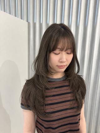 セミロング カラー パーマ ヘアアレンジ 押切 響　のヘアスタイル