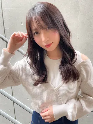 セミロング カラー パーマ ヘアアレンジ 髪質改善/韓国風 レイヤー/田村祐樹のヘアスタイル