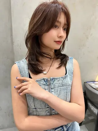 セミロング 仙台I韓国レイヤー I髪質改善I伊藤拓海のヘアスタイル