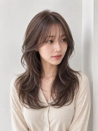 ミディアム カラー 髪質改善 韓国風 池田一之のヘアスタイル