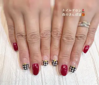 ネイル ショートネイル 森のさんぽ道のネイルデザイン