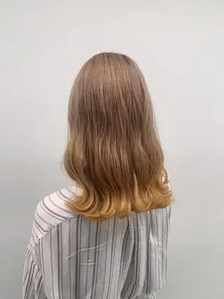 セミロング カラー ヘアアレンジ ダブルカラー｜ なおき｜池袋美容師のヘアスタイル