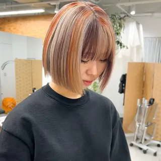 ミディアム カラー ダブルカラー,透け カラーHINARIのヘアスタイル