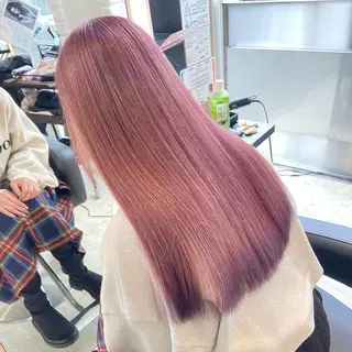 ロング カラー 鈴木/ボブ/ ベージュ/ピンクのヘアスタイル