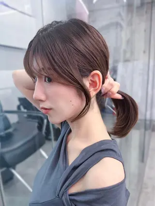 セミロング 【顔まわりレイヤー透 明感カラー今崎太河】のヘアスタイル