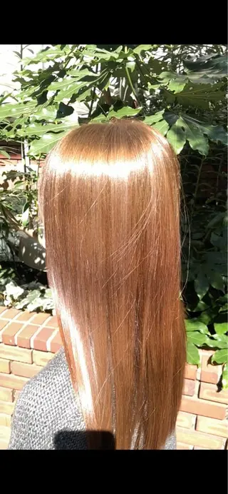 ロング ブリーチなしダブル カラー縮毛矯正　下野のヘアスタイル