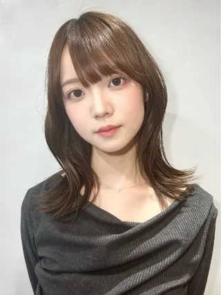 ミディアム カラー 池袋/小顔レイヤー/ 顔まわり/taigaのヘアスタイル