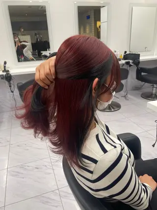 セミロング カラー 抜け感レイヤー︴ ニュアンスカラーのヘアスタイル