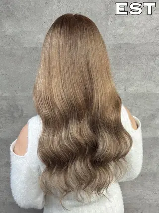 ロング メンズ ヘアアレンジ カラー 外れにくいエク💚 EST梅田TAKIのヘアスタイル