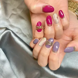 セミロング カラー パーマ ヘアアレンジ メンズ キッズ ネイル マツエク・マツパ アイブロウ el. by Aoのネイルデザイン