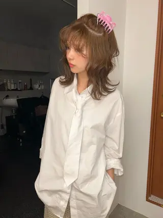ミディアム カラー ヘアアレンジ 🩵透明感カラー🩵 yunaのヘアスタイル