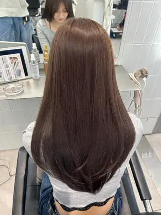 ロング カラー パーマ 🫧巻ける縮毛矯正 🫧髪質改善リク🫧のヘアスタイル