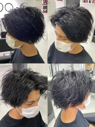 ショート カラー パーマ ヘアアレンジ メンズ 🔥メンズパーマ 特化 渡辺一翔のヘアスタイル