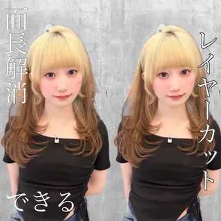 ロング カラー レイヤー/縮毛 韓国/ハッシュカットのヘアスタイル
