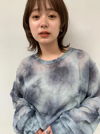 ミディアム パーマ カラー CEINE PATHのヘアスタイル