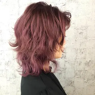 ミディアム カラー 小顔レイヤー/ ベージュ🤍Rieのヘアスタイル