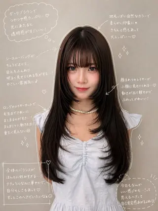 ロング 韓国レイヤー×透明感 カラー/山崎一輝のヘアスタイル
